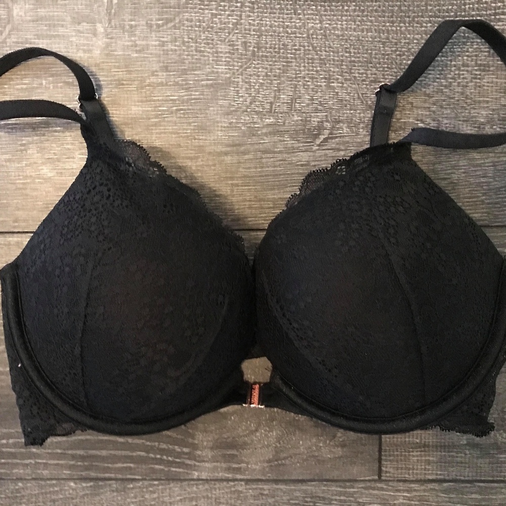 Victoria's Secret PINK Date Push-up Lace Bra Black